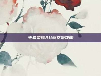 王者荣耀All蔡文姬攻略