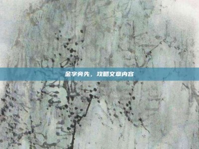 金字旁先，攻略文章内容