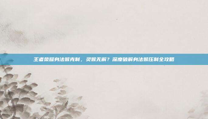 王者荣耀身法猴克制，灵猴无解？深度破解身法猴压制全攻略