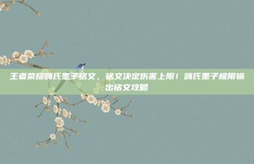 王者荣耀嗨氏墨子铭文，铭文决定伤害上限！嗨氏墨子极限输出铭文攻略