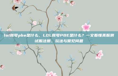 lol账号pbe是什么,LOL账号PBE是什么?一文看懂美服测试服注册、玩法与常见问题