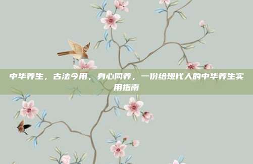 中华养生，古法今用，身心同养，一份给现代人的中华养生实用指南
