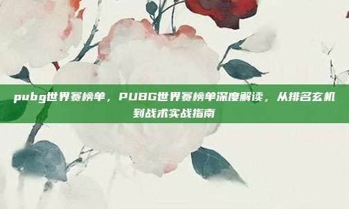 pubg世界赛榜单，PUBG世界赛榜单深度解读，从排名玄机到战术实战指南