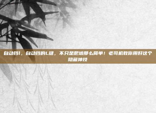 自动挡l，自动挡的L键，不只是爬坡那么简单！老司机教你用好这个隐藏神技