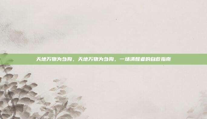 天地万物为刍狗，天地万物为刍狗，一场清醒者的自救指南