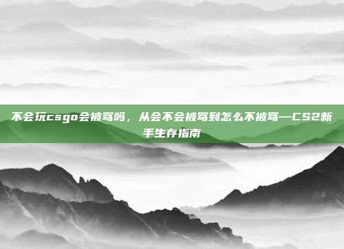 不会玩csgo会被骂吗，从会不会被骂到怎么不被骂—CS2新手生存指南