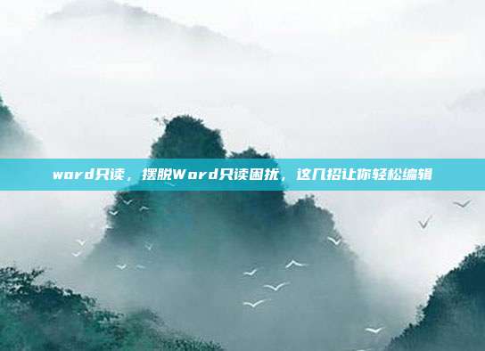 word只读，摆脱Word只读困扰，这几招让你轻松编辑