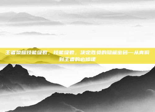 王者荣耀技能级数，技能级数，决定胜负的隐藏密码—从青铜到王者的必修课