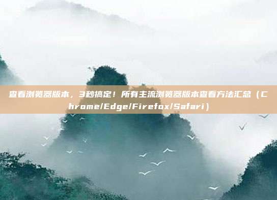 查看浏览器版本，3秒搞定！所有主流浏览器版本查看方法汇总（Chrome/Edge/Firefox/Safari）