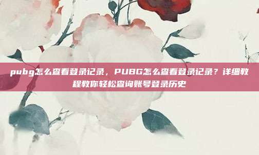 pubg怎么查看登录记录,PUBG怎么查看登录记录?详细教程教你轻松查询账号登录历史