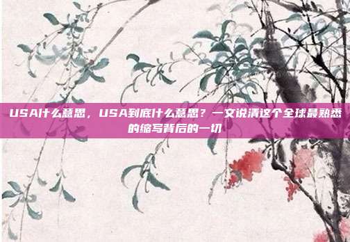 USA什么意思，USA到底什么意思？一文说清这个全球最熟悉的缩写背后的一切