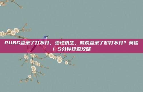 PUBG登录了打不开,绝地求生,游戏登录了却打不开?莫慌!5分钟排查攻略