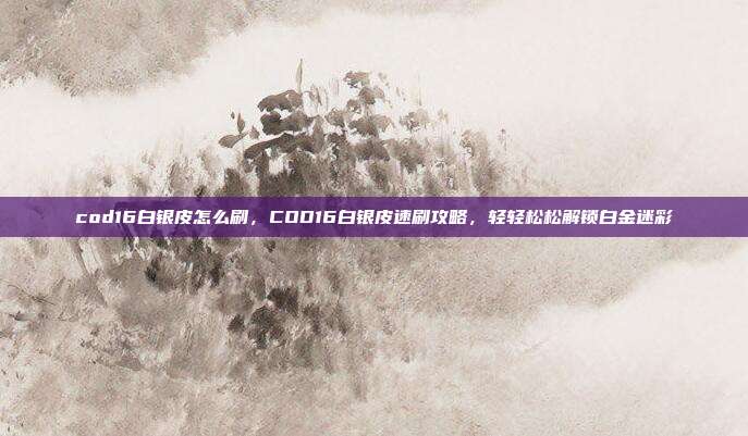 cod16白银皮怎么刷，COD16白银皮速刷攻略，轻轻松松解锁白金迷彩