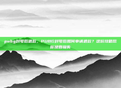 pubg封号后退款,PUBG封号后如何申请退款?这份攻略帮你挽回损失