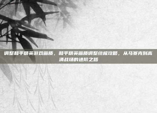 调整和平精英游戏画质,和平精英画质调整终极攻略,从马赛克到高清战场的进阶之路