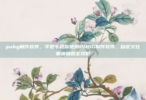 pubg制作软件，手把手教你使用PUBG制作软件，自定义比赛编辑器全攻略