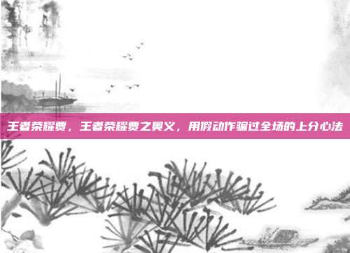 王者荣耀贾,王者荣耀贾之奥义,用假动作骗过全场的上分心法