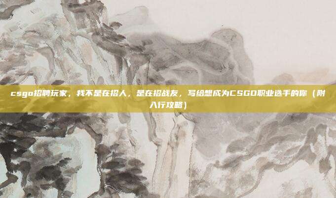 csgo招聘玩家，我不是在招人，是在招战友，写给想成为CSGO职业选手的你（附入行攻略）