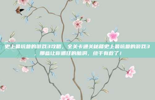 史上最坑爹的游戏3攻略,全关卡通关秘籍史上最坑爹的游戏3,那些让你抓狂的脑洞,终于有救了!