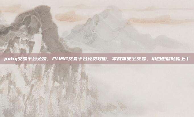 pubg交易平台免费，PUBG交易平台免费攻略，零成本安全交易，小白也能轻松上手
