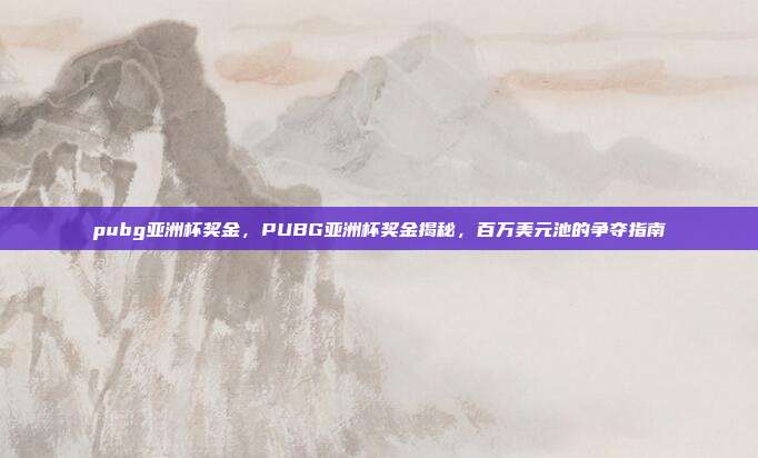 pubg亚洲杯奖金，PUBG亚洲杯奖金揭秘，百万美元池的争夺指南