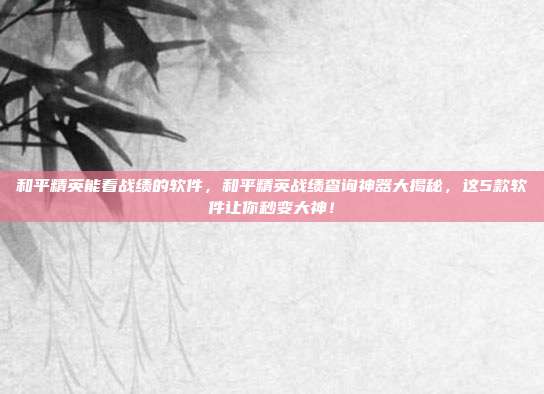 和平精英能看战绩的软件,和平精英战绩查询神器大揭秘,这5款软件让你秒变大神!