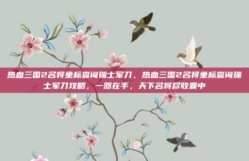 热血三国2名将坐标查询瑞士军刀,热血三国2名将坐标查询瑞士军刀攻略,一器在手,天下名将尽收囊中