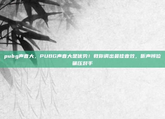 pubg声音大,PUBG声音大是优势!教你调出最佳音效,听声辨位碾压对手