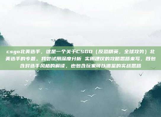 csgo北美选手,这是一个关于CSGO(反恐精英,全球攻势)北美选手的专题。我尝试用深度分析 实用建议的攻略思路来写,既包含对选手风格的解读,也包含玩家可以借鉴的实战思路