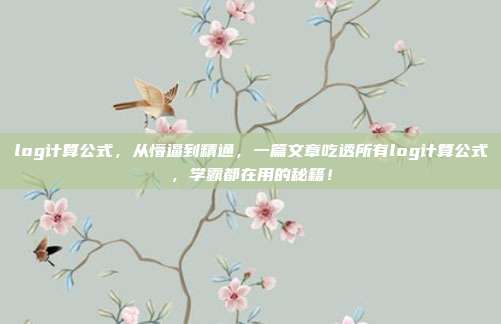 log计算公式,从懵逼到精通,一篇文章吃透所有log计算公式,学霸都在用的秘籍!