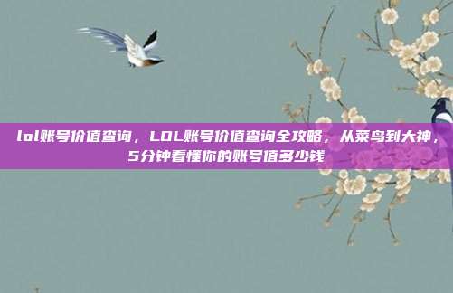 lol账号价值查询,LOL账号价值查询全攻略,从菜鸟到大神,5分钟看懂你的账号值多少钱