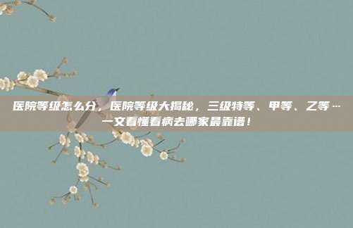 医院等级怎么分，医院等级大揭秘，三级特等、甲等、乙等…一文看懂看病去哪家最靠谱！