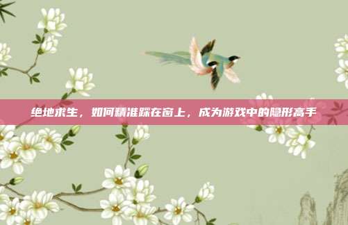 绝地求生,如何精准踩在窗上,成为游戏中的隐形高手