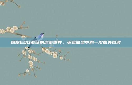 揭秘EDG战队的泄密事件,英雄联盟中的一次意外风波