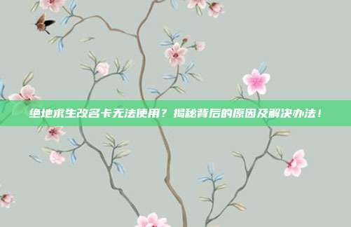 绝地求生改名卡无法使用？揭秘背后的原因及解决办法！