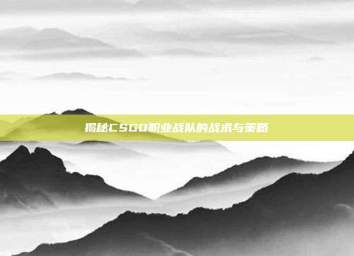 揭秘CSGO职业战队的战术与策略