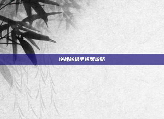逆战新猎手视频攻略
