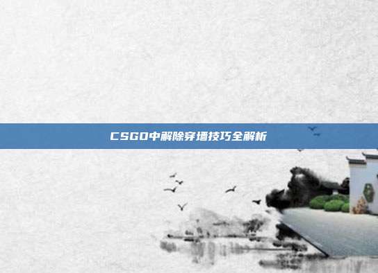 CSGO中解除穿墙技巧全解析