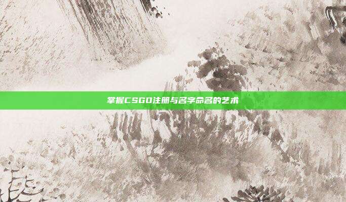 掌握CSGO注册与名字命名的艺术