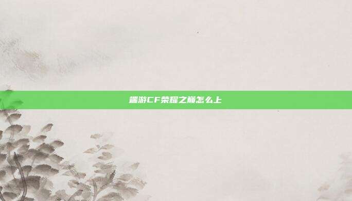 端游CF荣耀之巅怎么上