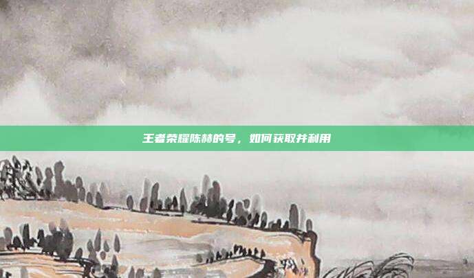 王者荣耀陈赫的号,如何获取并利用