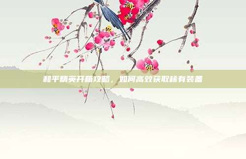 和平精英开箱攻略,如何高效获取稀有装备