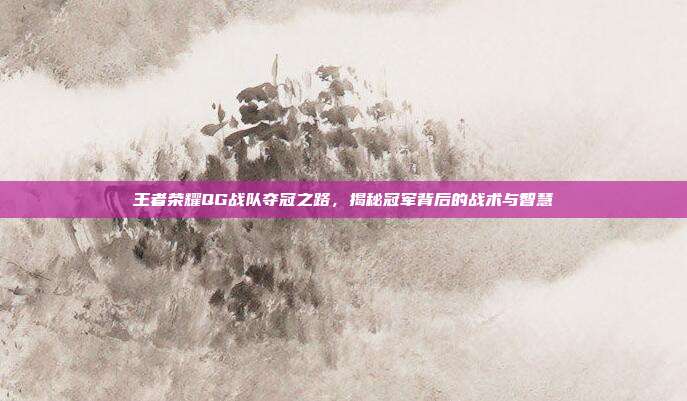 王者荣耀QG战队夺冠之路,揭秘冠军背后的战术与智慧