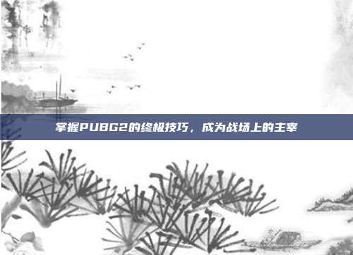 掌握PUBG2的终极技巧,成为战场上的主宰