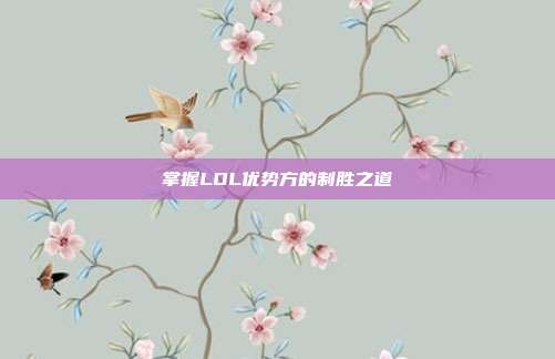 掌握LOL优势方的制胜之道