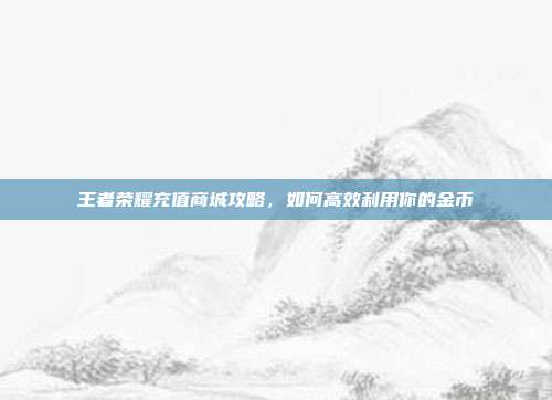 王者荣耀充值商城攻略，如何高效利用你的金币