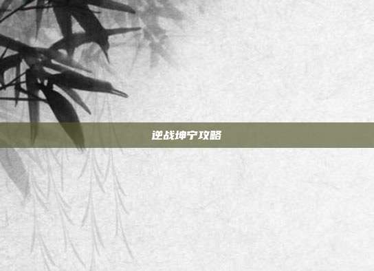 逆战坤宁攻略