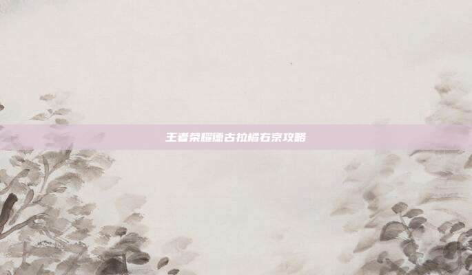 王者荣耀德古拉橘右京攻略