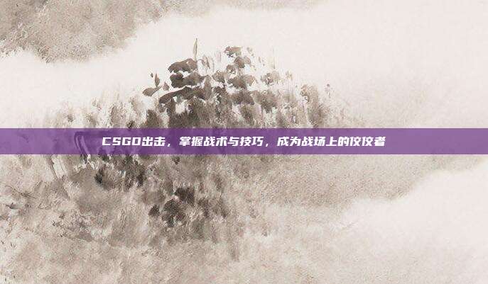 CSGO出击,掌握战术与技巧,成为战场上的佼佼者