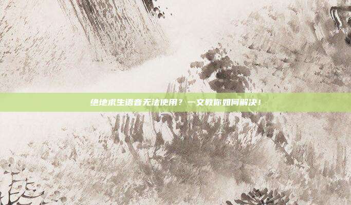 绝地求生语音无法使用?一文教你如何解决!